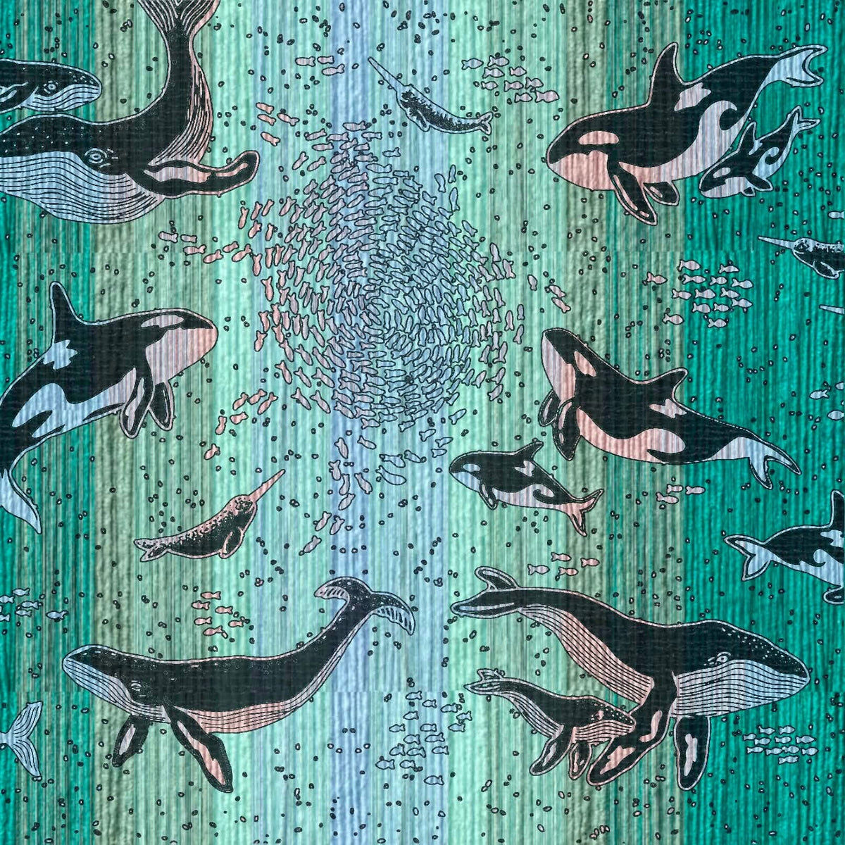 Whales ‘You and Me’ Brushed Cotton Blanket - King Size