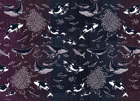 Whales ‘Midnight Swim’ Brushed Cotton Blanket