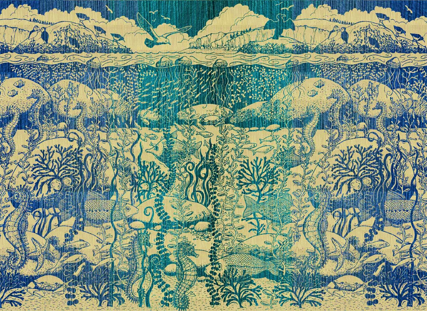 Seaborn ‘Ocean Garden’ Brushed Cotton Blanket